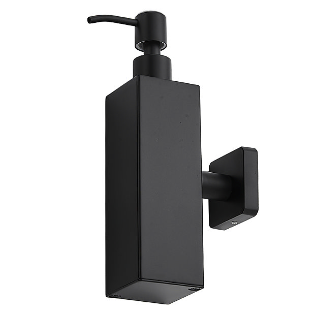 Arezzo Matt Black Square Wall Mounted Soap Dispenser Large Image