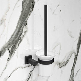 Arezzo Matt Black Toilet Brush & Holder Medium Image