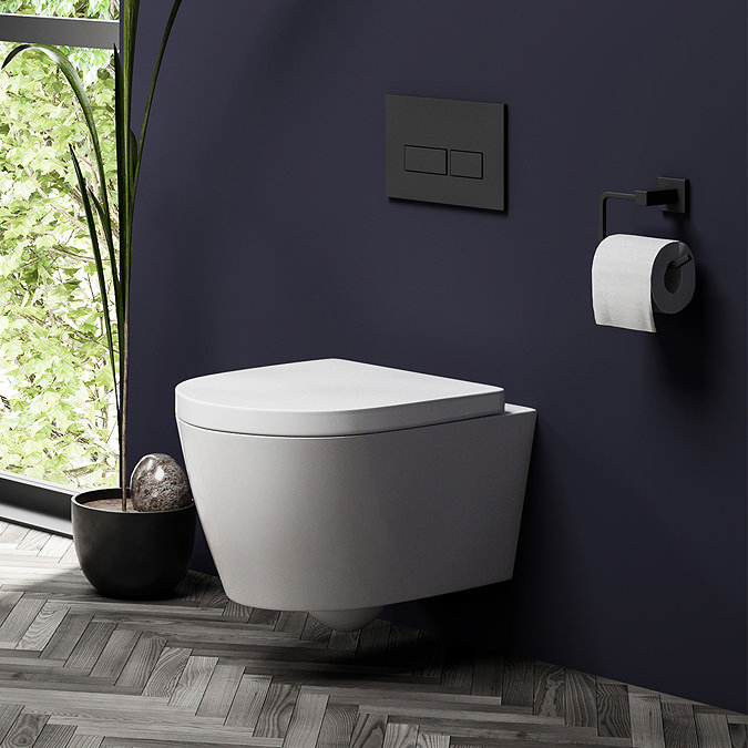 Arezzo Matt Black Square Toilet Roll Holder  Feature Large Image