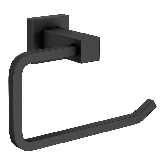 Arezzo Matt Black Square Toilet Roll Holder Large Image