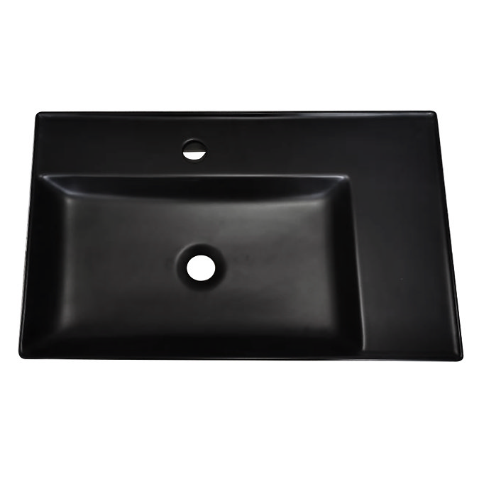 Arezzo Matt Black Wall Hung Basin 1TH - 610 x 380mm with Brushed Brass Towel Rail