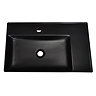 Arezzo Matt Black Wall Hung Basin 1TH - 610 x 380mm with Chrome Towel Rail