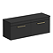 Arezzo Matt Black Wall Hung Double Countertop Vanity Unit (1200mm w. Brushed Brass Handles)