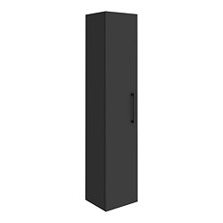 Arezzo Matt Black Wall Hung Tall Storage Cabinet with Matt Black Handle