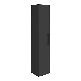 Arezzo Matt Black Wall Hung Tall Storage Cabinet with Matt Black Handle