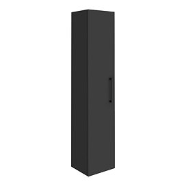 Arezzo Matt Black Wall Hung Tall Storage Cabinet with Matt Black Handle