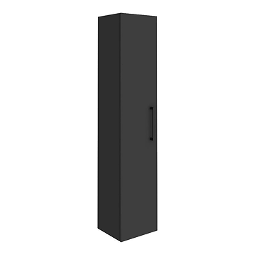 Arezzo Matt Black Wall Hung Tall Storage Cabinet with Matt Black Handle