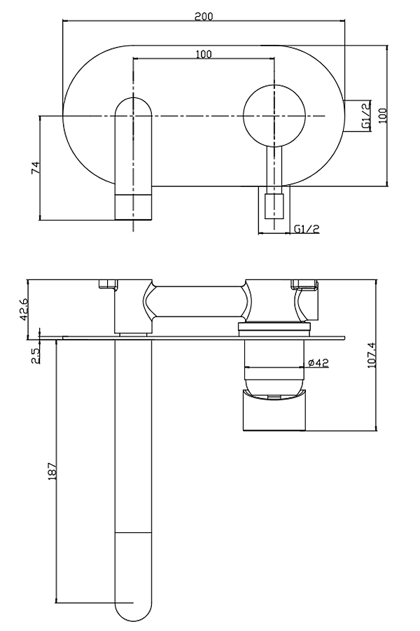 Arezzo Round Matt Black Wall Mounted Basin Mixer Tap