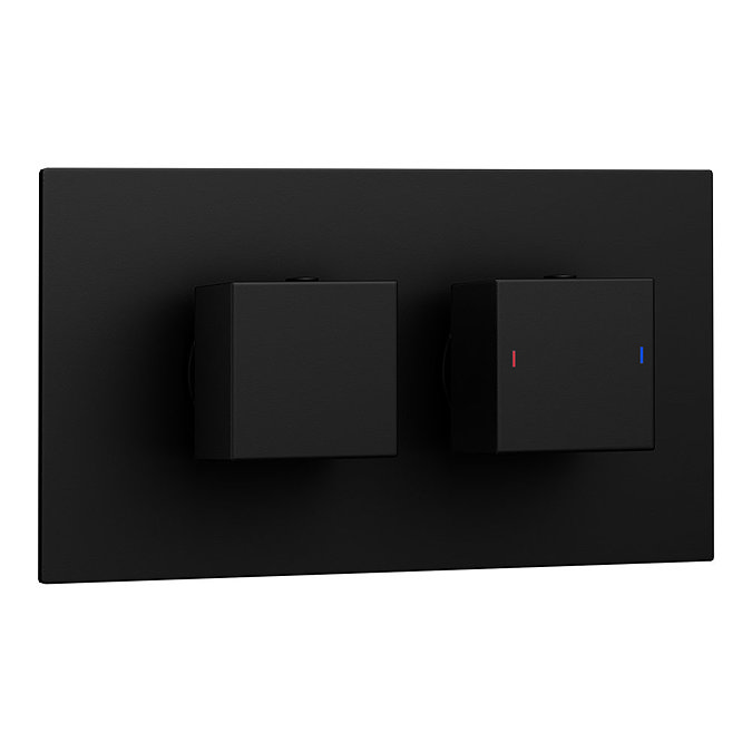 Arezzo Matt Black Wall Mounted Slimline Waterfall Bath Filler + Concealed Thermostatic Valve