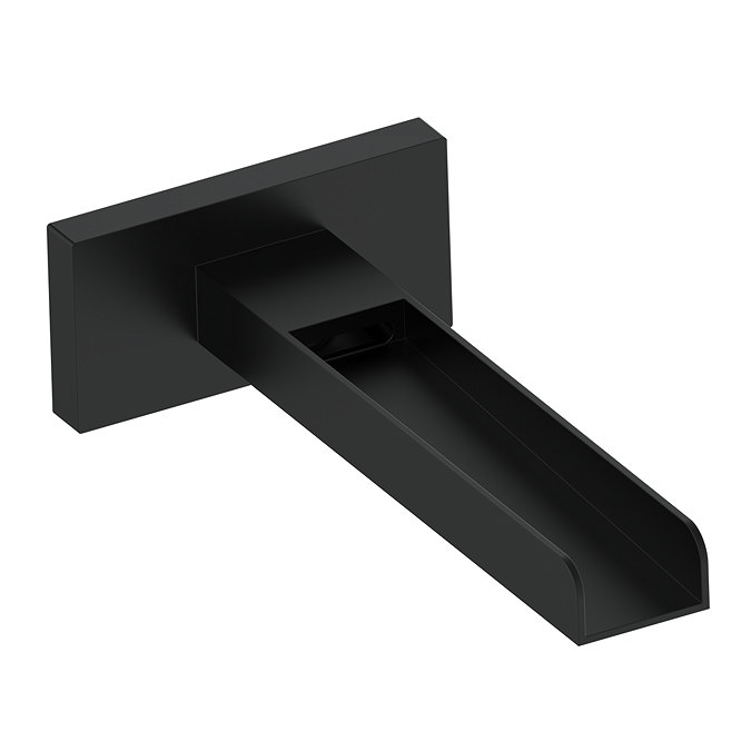 Arezzo Matt Black Wall Mounted Waterfall Bath Filler with Concealed Thermostatic Valve