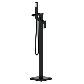 Arezzo Matt Black Waterfall Floor Mounted Freestanding Bath Shower Mixer