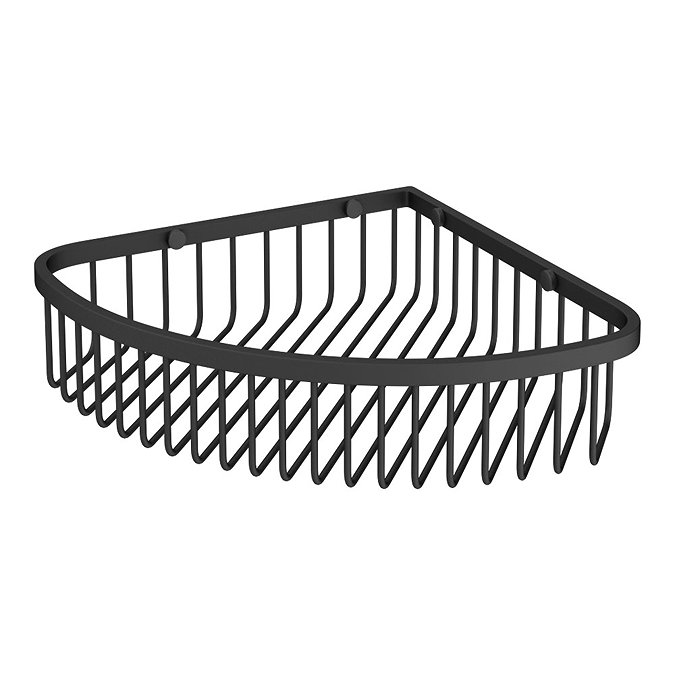 Arezzo Matt Black Wire Corner Shower Basket  Profile Large Image
