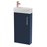 Arezzo Matt Blue 450mm 1TH Floor Standing Cloakroom Vanity Unit With Rose Gold Handle
