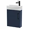 Arezzo  Matt Blue 450mm 1TH Wall Hung Cloakroom Vanity Unit with Matt Black Handles Large Image