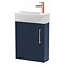 Arezzo Matt Blue 450mm 1TH Wall Hung Cloakroom Vanity Unit With Rose Gold Handle Large Image