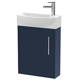 Arezzo Matt Blue 450mm 1TH Wall Hung Cloakroom Vanity Large Image
