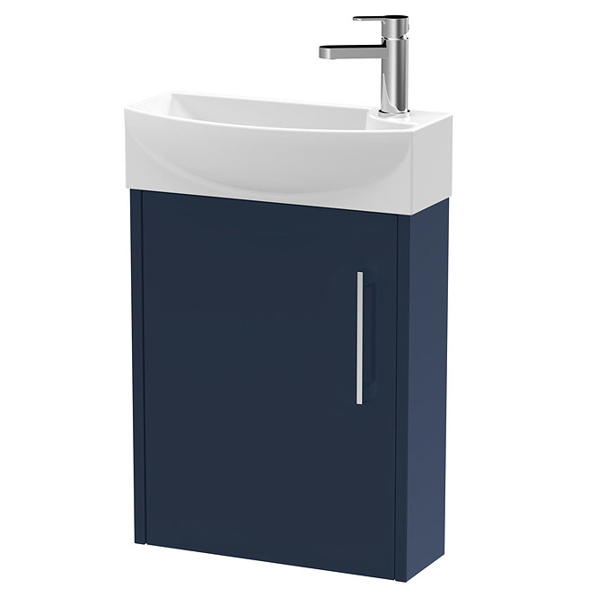 Arezzo Matt Blue 450mm 1TH Wall Hung Cloakroom Vanity  Large Image