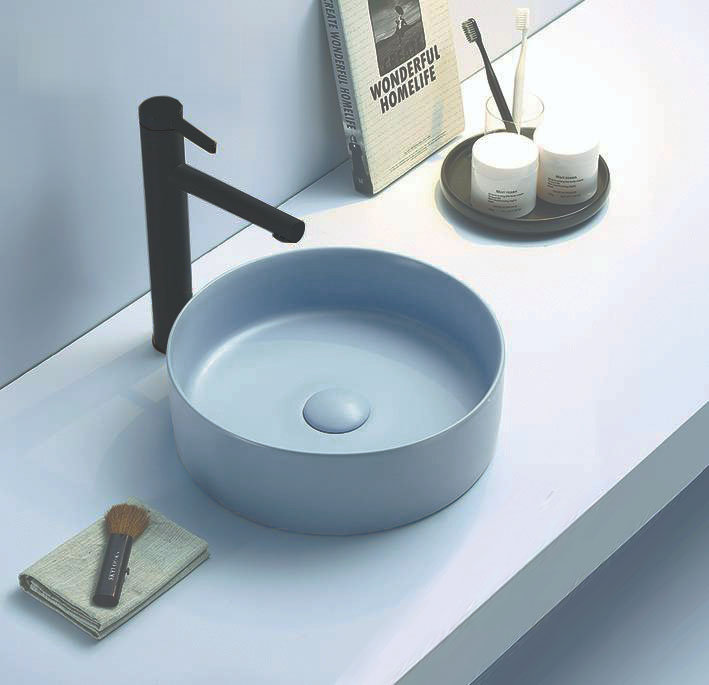 Arezzo Matt Blue Ceramic Unslotted Click Clack Basin Waste  Profile Large Image