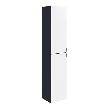 Arezzo Matt Blue Mirrored Wall Hung Tall Storage Cabinet with Chrome Handles  Profile Large Image