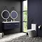 Arezzo Matt Blue Wall Hung Double Basin Vanity Unit (1205mm w. Brushed Brass Handles)  In Bathroom Large Image