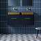 Arezzo Matt Blue Wall Hung Double Countertop Vanity Unit (1200mm w. Brushed Brass Handles)