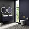 Arezzo Matt Blue Wall Hung Double Countertop Vanity Unit incl. 2 Basins (1200mm w. Brushed Brass Handles)  additional Large Image