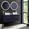 Arezzo Matt Blue Wall Hung Double Countertop Vanity Unit incl. 2 Basins (1200mm w. Brushed Brass Han