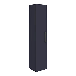 Arezzo Matt Blue Wall Hung Tall Storage Cabinet with Chrome Handle Large Image