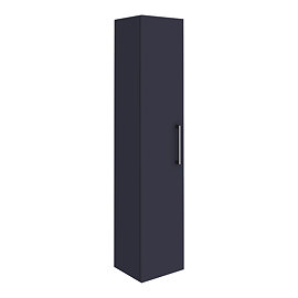 Arezzo Matt Blue Wall Hung Tall Storage Cabinet with Chrome Handle Large Image