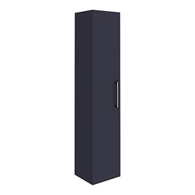 Arezzo Matt Blue Wall Hung Tall Storage Cabinet with Chrome Handle Large Image