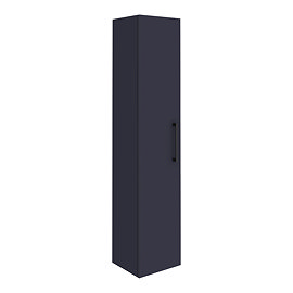 Arezzo Matt Blue Wall Hung Tall Storage Cabinet with Matt Black Handle Large Image