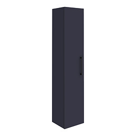Arezzo Matt Blue Wall Hung Tall Storage Cabinet with Matt Black Handle Large Image