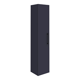 Arezzo Matt Blue Wall Hung Tall Storage Cabinet with Matt Black Handle Large Image