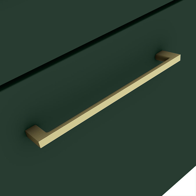 Arezzo Matt Dark Green Wall Hung Double Basin Vanity Unit (1205mm w. Brushed Brass Handles)