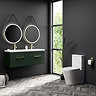 Arezzo Matt Dark Green Wall Hung Double Basin Vanity Unit (1205mm w. Brushed Brass Handles)