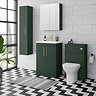 Arezzo Matt Dark Green Wall Hung Single Door Tall Storage Cabinet with Brushed Brass Handle