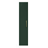 Arezzo Matt Dark Green Wall Hung Single Door Tall Storage Cabinet with Brushed Brass Handle