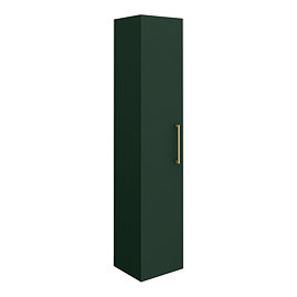 Arezzo Matt Dark Green Wall Hung Single Door Tall Storage Cabinet with Brushed Brass Handle