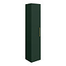 Arezzo Matt Dark Green Wall Hung Single Door Tall Storage Cabinet with Brushed Brass Handle