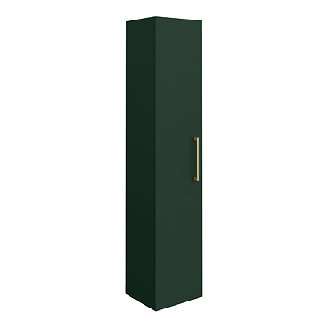 Arezzo Matt Dark Green Wall Hung Single Door Tall Storage Cabinet with Brushed Brass Handle