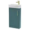 Arezzo Matt Green 450mm 1TH Floor Standing Cloakroom Vanity Unit With Brushed Brass Handle Large Ima