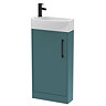 Arezzo Matt Green 450mm 1TH Floor Standing Cloakroom Vanity Unit With Matt Black Handle