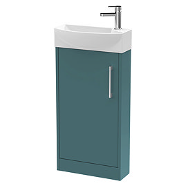 Arezzo Matt Green 450mm 1TH Floor Standing Cloakroom Vanity Unit Large Image