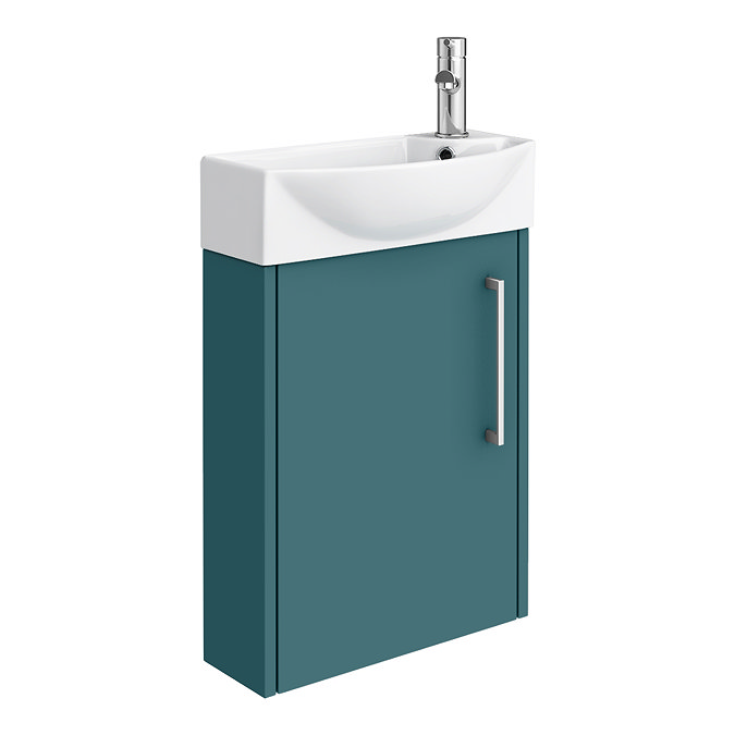 Arezzo Matt Green 450mm 1TH Wall Hung Cloakroom Vanity Unit Standard Large Image