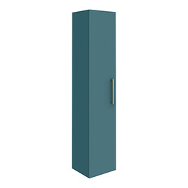 Arezzo Matt Green Wall Hung Tall Storage Cabinet with Brushed Brass Handle Medium Image