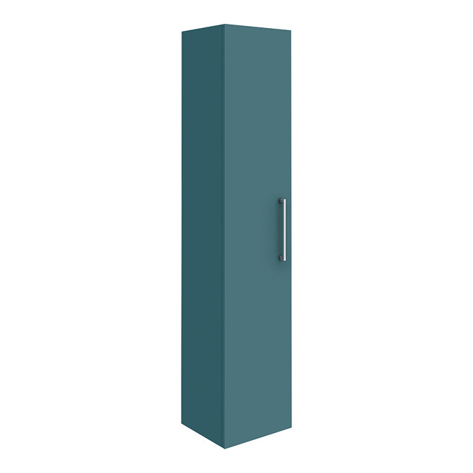 Arezzo Matt Green Wall Hung Tall Storage Cabinet with Chrome Handle Large Image
