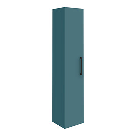Arezzo Matt Green Wall Hung Tall Storage Cabinet with Matt Black Handle Large Image