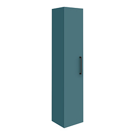Arezzo Matt Green Wall Hung Tall Storage Cabinet with Matt Black Handle Large Image