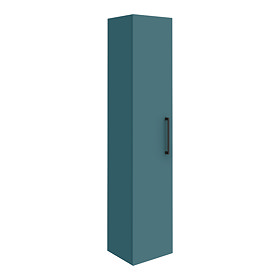 Arezzo Matt Green Wall Hung Tall Storage Cabinet with Matt Black Handle Large Image