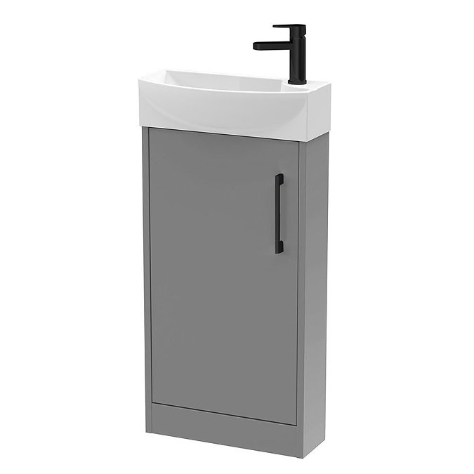 Arezzo Matt Grey 450mm 1TH Floor Standing Cloakroom Vanity Unit With Matt Black Handle Large Image